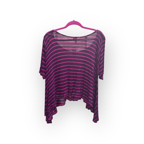 new LF Emma & Sam ᯾ Oversized Stripe Hi Lo Handkerchief Hem Tee ᯾ T Shirt Top XS - Picture 3 of 16